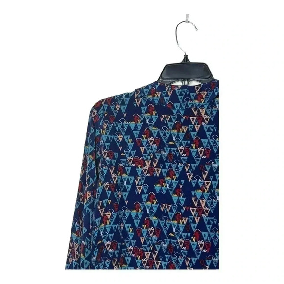 1616. UNITED BAMBOO‎ X MADEWELL 100% SILK FLORAL MOTIF DAMASK BATIK BLUE TOP XSM - Picture 9 of 10